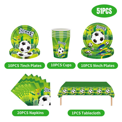 Football Birthday Decoration Party Supplies Tableware Balloons Set Candy Gift Boxes Football Birthday Gifts Kids Birthday Favors