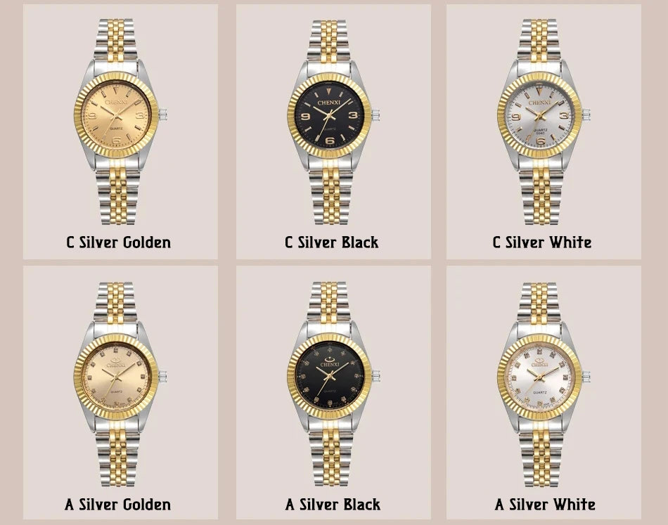 CHENXI Hot Sale Luxury Women's Golden Stainless Steel Small Dial Watch Quartz Charm Dress Trendy Wristwatch for Fashion Lady