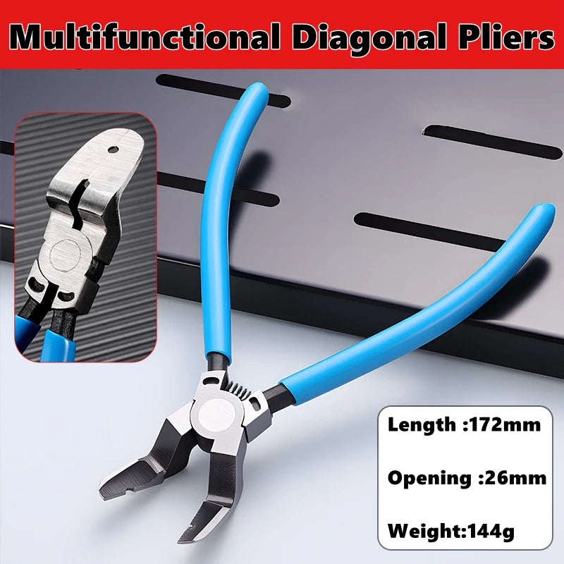 Multifunctional Car Clip Pliers Diagonal Pliers Car Rivet Tightening Pliers Wire Stripping Plier Staple Screwdriver Removal Tool
