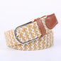 Women Casual Knitted Elastic Belt Pin Buckle Webbing Strap Woven Canvas Braided Stretch  - Belts for Men