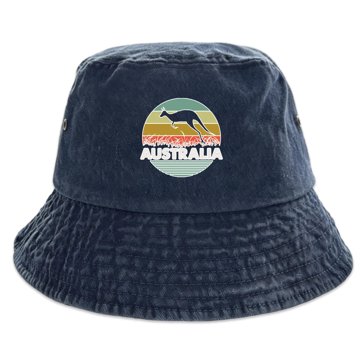 "AUSTRALIA" Kangaroo Printed Bucket Hat Trendy Simple Summer Hip Hop Fishing Hat For Gifts Unisex Outdoor Accessory Travel Hat