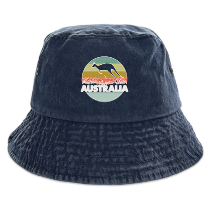 "AUSTRALIA" Kangaroo Printed Bucket Hat Trendy Simple Summer Hip Hop Fishing Hat For Gifts Unisex Outdoor Accessory Travel Hat