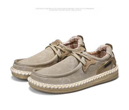 2026 Summer New Men Slip-on Breathable Mesh Shoes, Lazy Casual Hemp Sole Low-top Loafers, Lightweight Anti-slip Fisherman Shoes