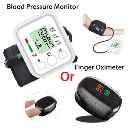 Medical Digital Blood Pressure Monitor Or Finger Oximeter Automatic Tonometer Heart Rate Pulse Detector Health Monitoring Device