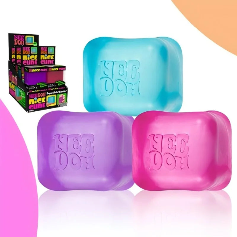 NeeDoh Nice Cube Sensory Squeeze Toy with Super Solid Squish Stress Relief Anxiety Sensory Tool Stress Reliever Toys