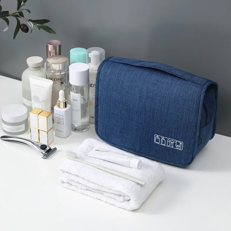 Hanging Toiletry Bag for Travel – Water-Resistant Oxford Wash Pouch, Folds Flat, Unisex Cosmetic Organizer