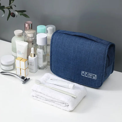 Hanging Toiletry Bag for Travel – Water-Resistant Oxford Wash Pouch, Folds Flat, Unisex Cosmetic Organizer