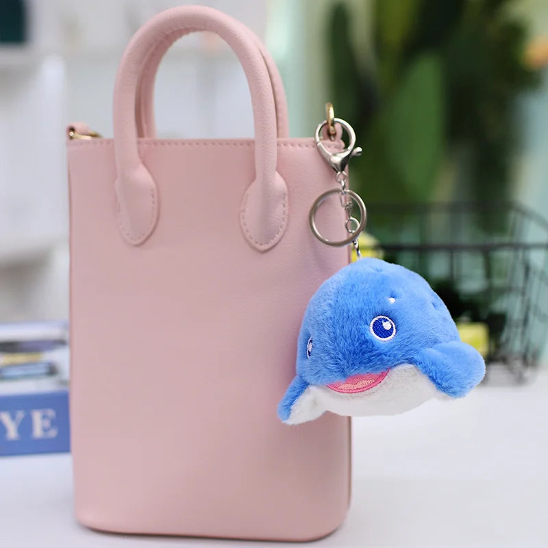 Seal Shark Whale Beluga Keychain Pendant Doll Mini Marine Animal Plush Keyring  Backpack Pendant Decor Kawaii Pendant Doll