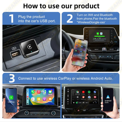 Wireless CarPlay For Apple iPhone Airplay Smart AI Box Bluetooth WiFi Android Auto Connect Car System 3in1 Car Play Adapter