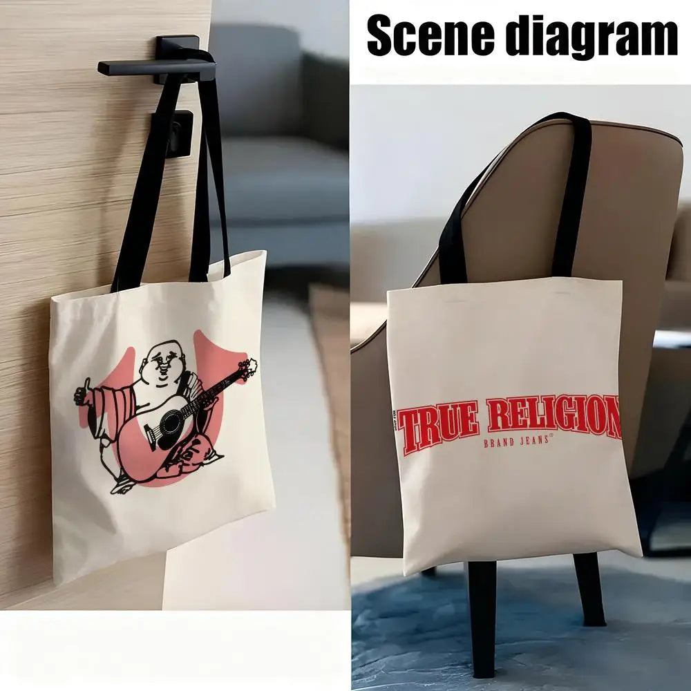 True Religion Storage Bags Lightweight Eco Friendly Fashionable Multi Purpose Large Capacity Canvas Shoulder Tote