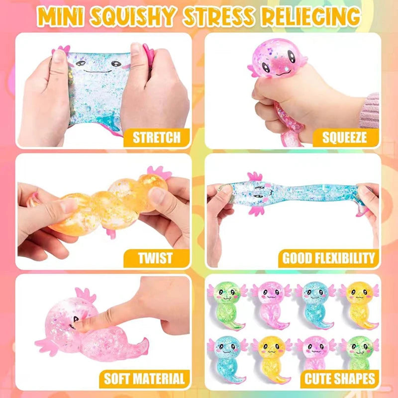 Colorful Salamander Maltose Fidgets Toys Squishy Malt Sugar Stretchy Axolotl Fun Squeeze Birthday Supplies Anti-Anxiety Gift   4