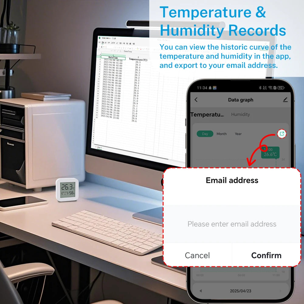 Tuya Zigbee Temperature Humidity Sensor Mini Screen Thermometer For Smart Home Automation Work with Google Home Alexa