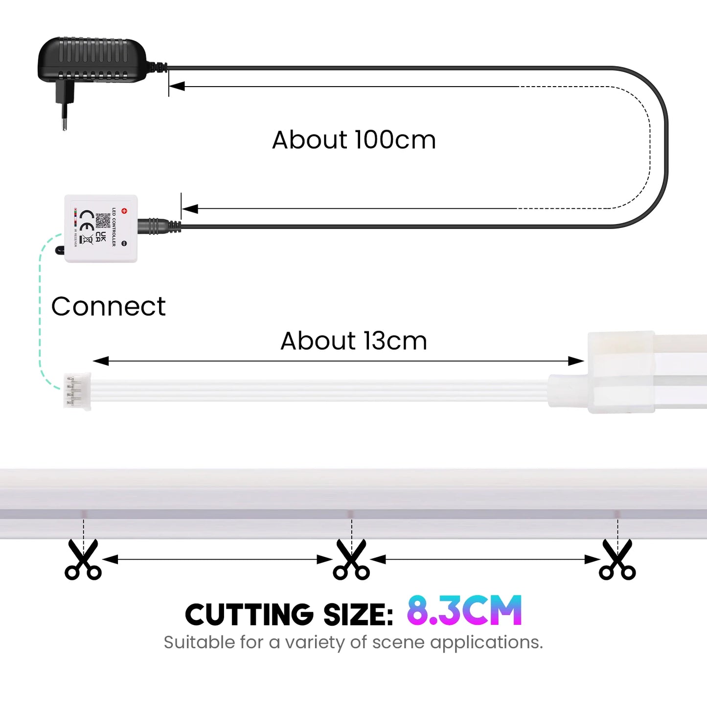 24V RGB 5m 10m 20m 30m LED Neon Strip Light Bluetooth APP 24key 44key Remote Control Music Sync Power Kit 60LED Waterproof Decor