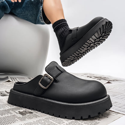 2026 Summer New Plus Size Slip-on Closed Toe Mule Slippers, Men Thick Sole Height Increasing Trendy Versatile Casual Slippers