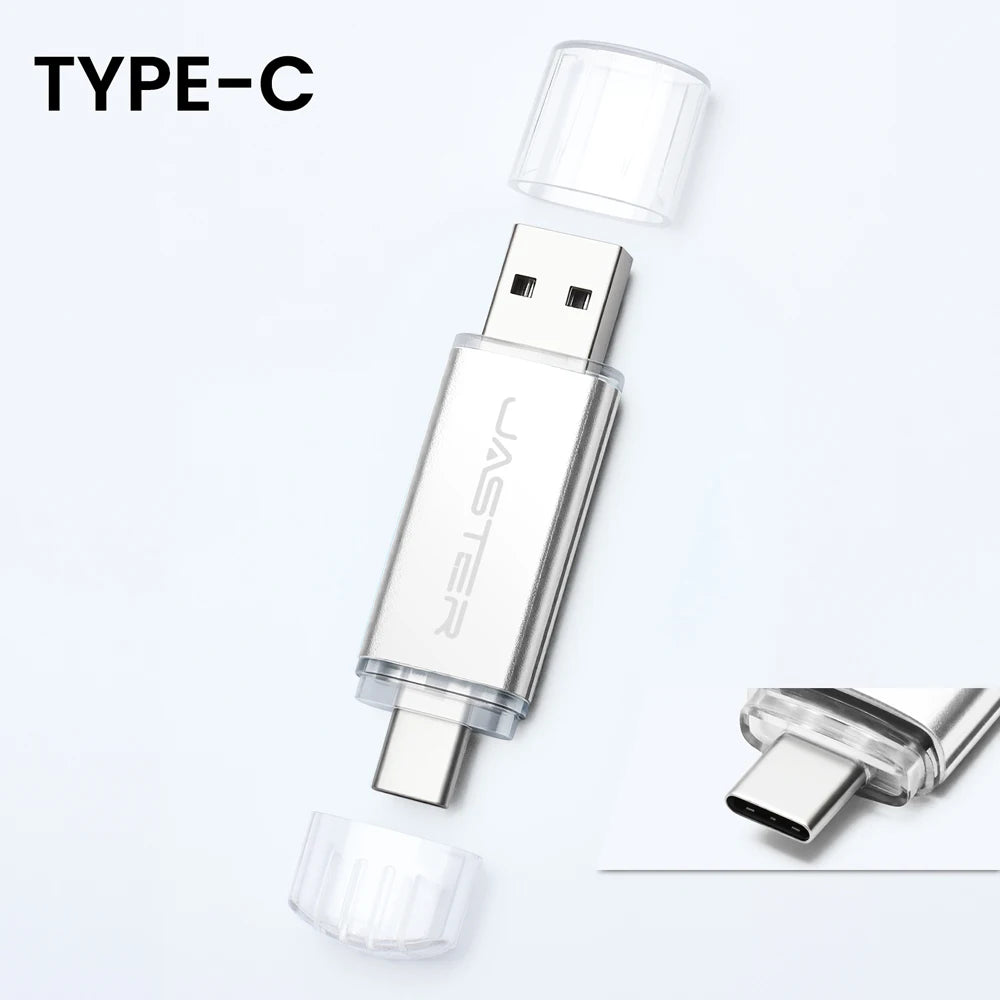 High speed TYPE C 2in1 USB flash drive 128GB 64GB 32GB metal Pen drive smart phone Car TV USB stick 4GB 8GB 16GB Creative gift