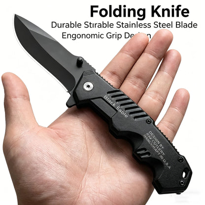 Stainless steel multi-functional folding knife, outdoor camping, wild exploration, survival, portable household fruit knife