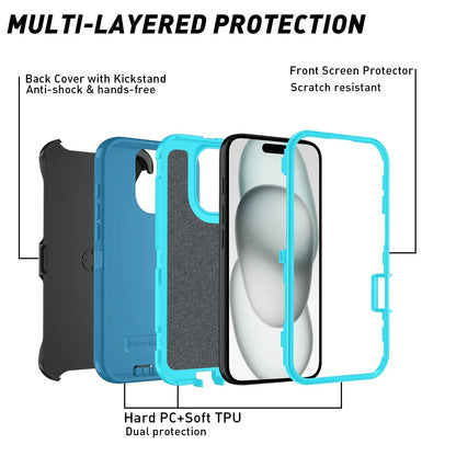 Otter Armor Box Shockproof Defender Phone Case for Iphone 16 11 12 13 14 15 Pro Max XSMAX 7 8 SE2 16E Hard Back Cover with Clip