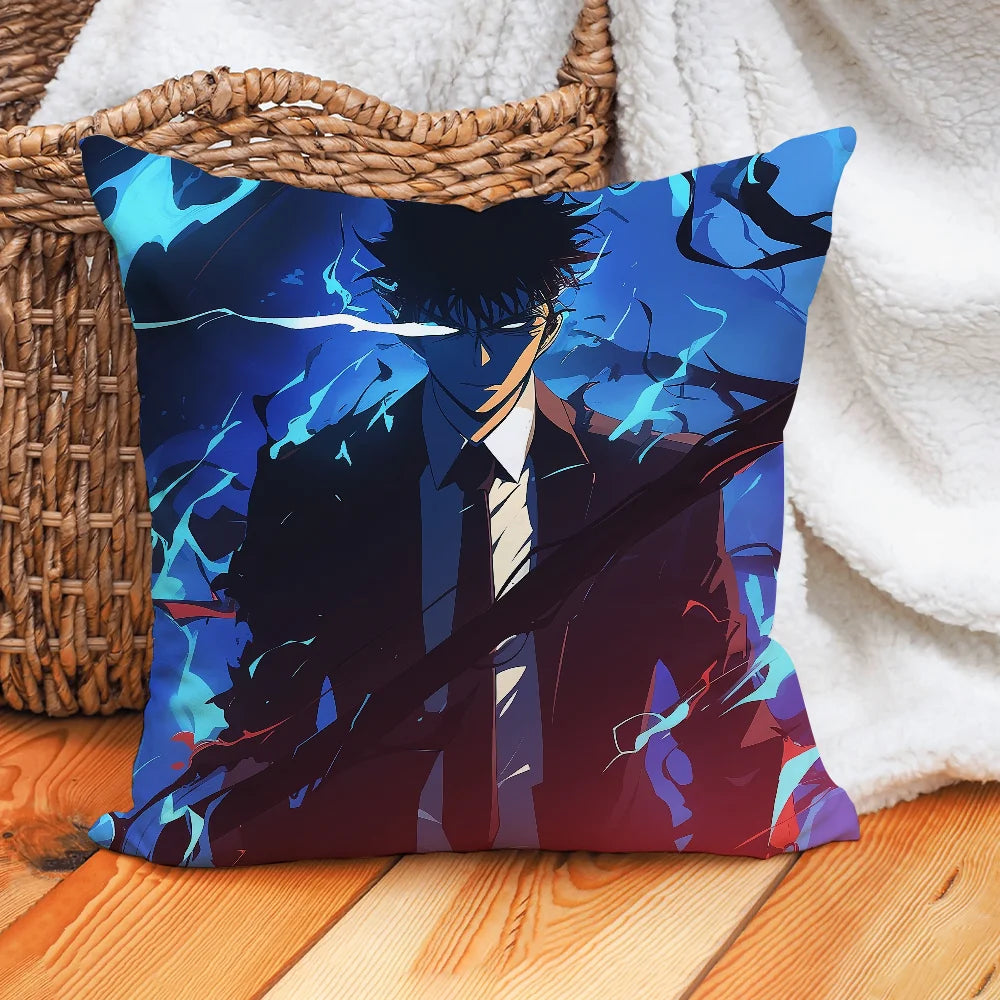 Cartoon Solo Leveling Pillow Case Home Decoration Cushion Cover Suitable For Office Sofa Bedroom Car