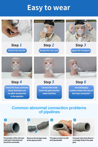 Yuwell YF-01 Cpap Masks Cpap Full Mask Sleep Apnea Mouth And Full Mask With Headgear For Cpap Bipap Machines For Sleep Apnea