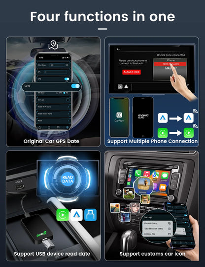 CarlinKit 5.0 & 4.0 Wireless Android Auto Wireless CarPlay Adapter Online Upgrade Plug And Play 2.4G&5Ghz Connect CarPlay Ai Box