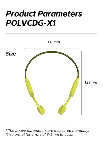 Słuchawki rowerowe z otwartym przewodnictwem kostnym POLVCDG Bluetooth 5.4 Słuchawki sportowe do biegania na świeżym powietrzu X1
