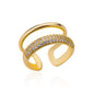 Blue Zircon Crown Rings For Women Stainless Steel Gold Color Adjustable Crown Ring 2026 Trend Design Female Wedding Jewerly Gift