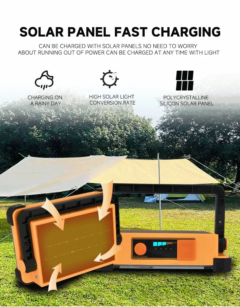 Solar outdoor lamp household waterproof glare large-capacity portable lamp high-power rechargeable magnetic emergency lamp