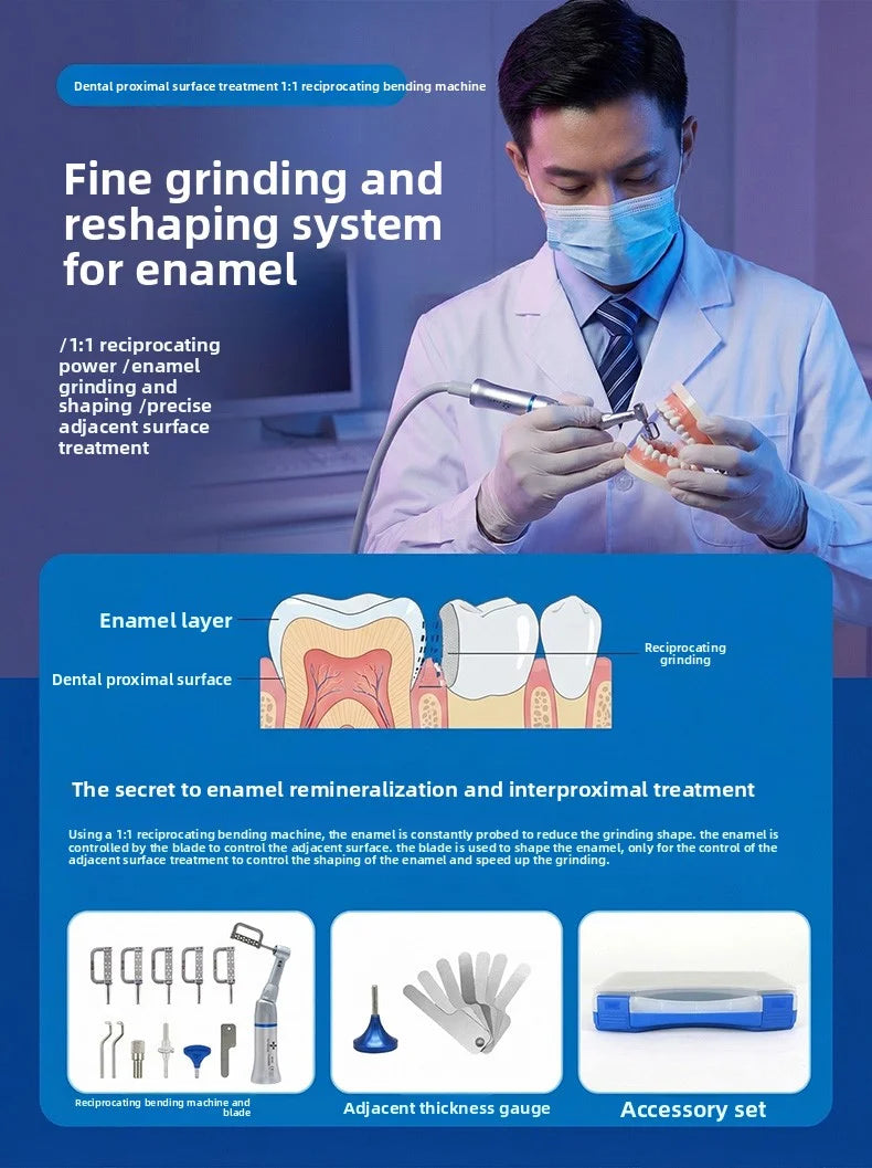 Dental 1∶1 Contra Angle Handpiece Orthodontic IPR System Interproximal Enamel Reduction Reciprocating Stripping Kit with Stri