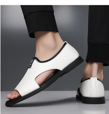 Men's Roman Sandals Summer Comfort Casual Soft Sole Slippers Anti-Slip Breathable Outdoor Slip-On Beach Shoes-HT2025