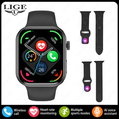 LIGE New 2.01-inch Smart Watch Men Women Heart Rate Health Monitor HD Bluetooth Call Waterproof Sport Smartwatch for Android iOS