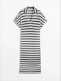 Ethereal Traf Md 2026 YAZHIMEI autumn new style of Women's casual fashion Cotton blend striped POLO neck long dress