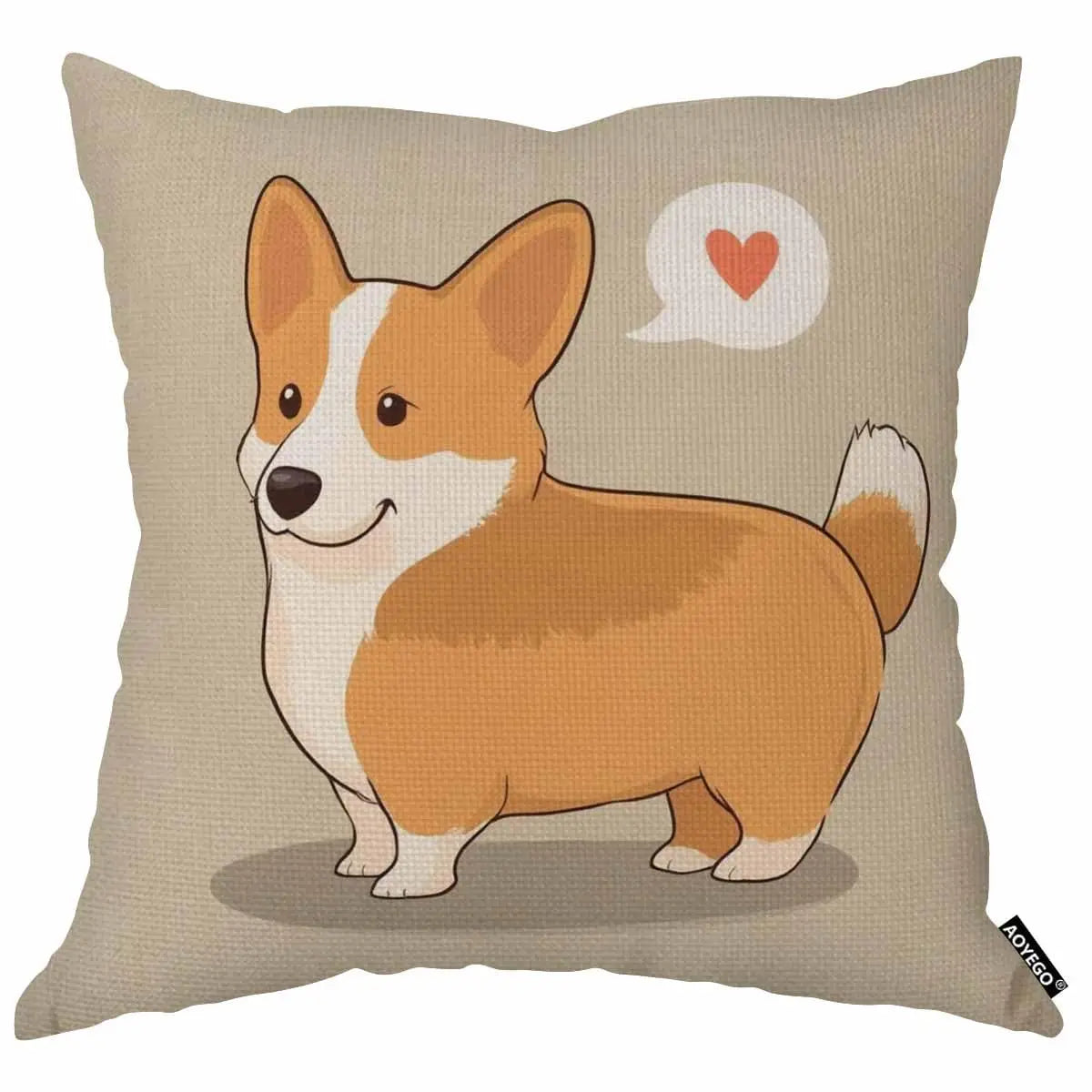 Cute Corgi Dog Pillow Cover, Cartoon Pet Cushion Case, Animal Lover Home Decor, Funny Dog Gift for Kids and Adults