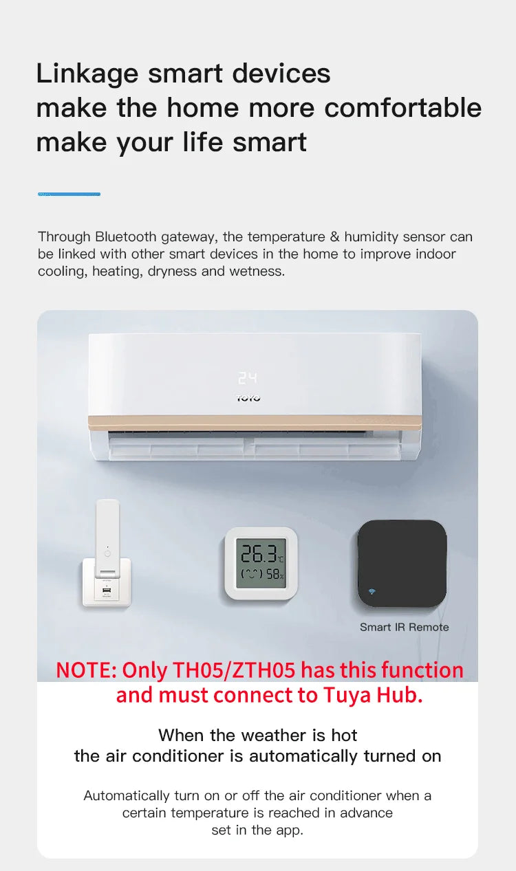 Tuya Zigbee Temperature Humidity Sensor Fridge Sensor Mini LCD Digital Display Bluetooth-Compatible Thermometer Hygrometer