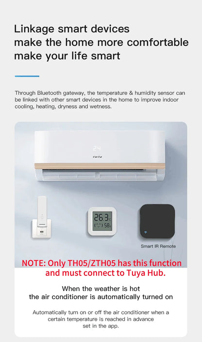 Tuya Zigbee Temperature Humidity Sensor Fridge Sensor Mini LCD Digital Display Bluetooth-Compatible Thermometer Hygrometer