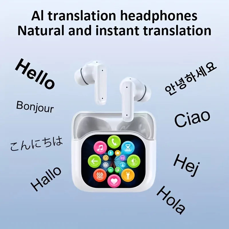 AI Real-time Translation Headset, 150 Language Translation. Translation Wireless Headphones, LCD Large-screen TWS In-ear ANC ENC