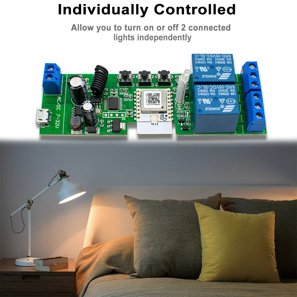 Alexa Smart Switch Zigbee Smart Home 2/1 Channels 220V 7-32V 85-250V 10A Relay Module Work With Alexa/Google Assistant