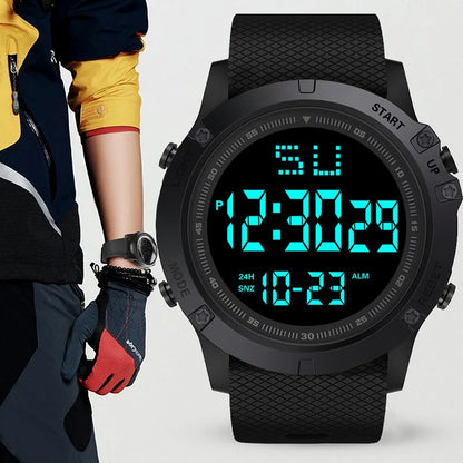 Men Sport Watch Multifunction Military Sports Watch Waterproof Luminous LED Digital Kids Watch Big Dial Student Electronic Watch