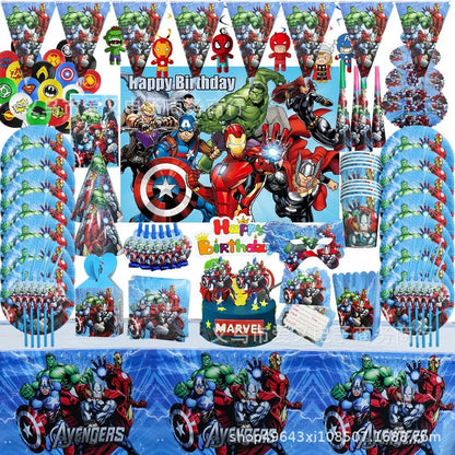 Avengers Marvel Party Decorations SuperHero Theme Tableware Kit Balloon Deco Happy Birthday Banner Supplies for Boys Favors Gift