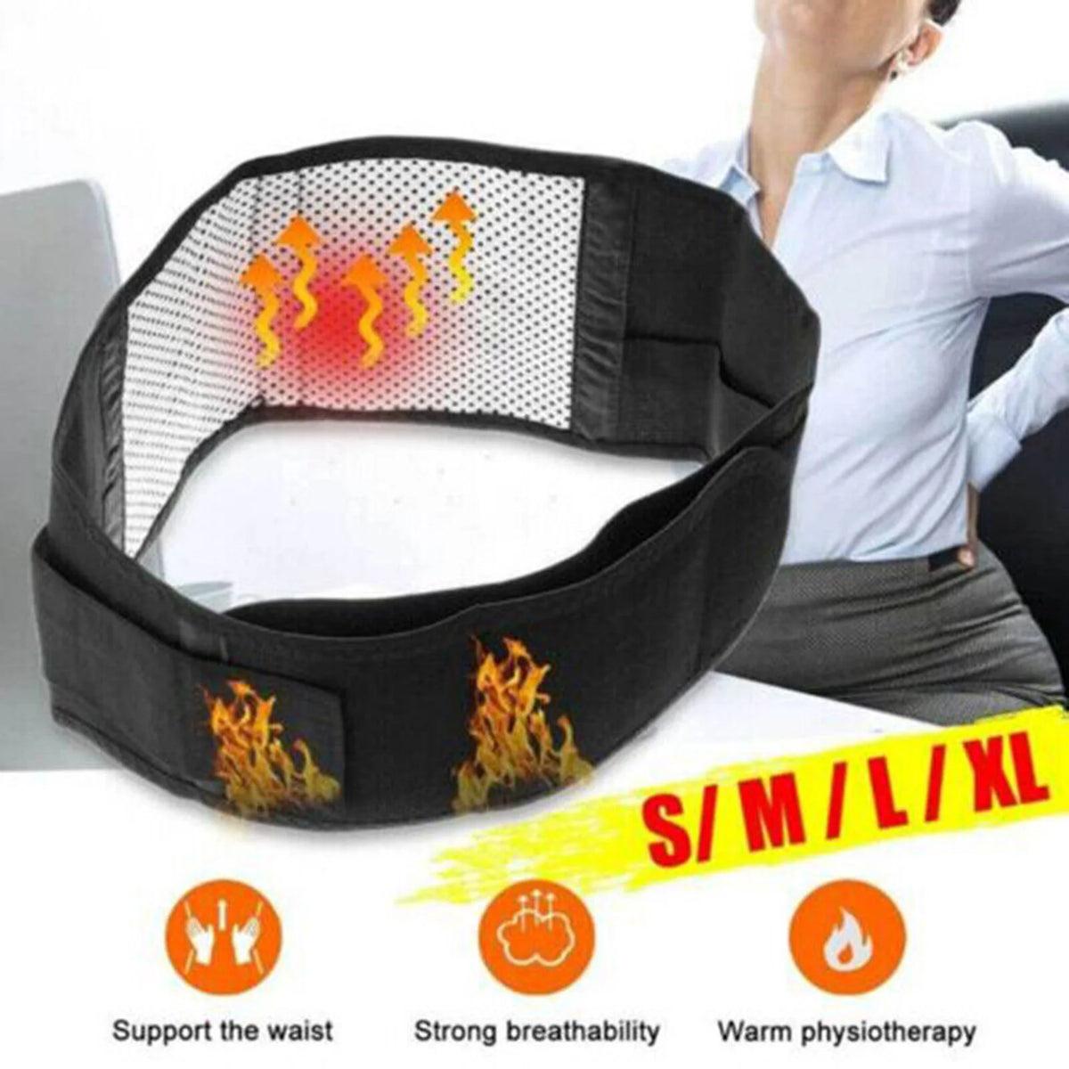 Self Heating Lumbar Back Support Wrap Adjustable Protective Waist Wraps For Unisex Arthritis Joint Pain Relief Injury Recovery