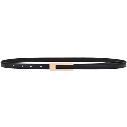 Ladies fashion cowhide leather belt; thin waist belt; versatile decoration; slimming dress; suit accessory; belt for women