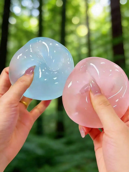 Moldable Slow Rebound Blue Coconut Oil Handmade Squeezing Ball, 6cm Round Malt Stress Relief Squeeze Toy