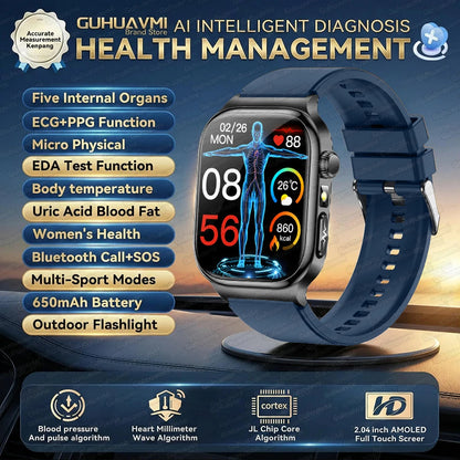 New Blood Lipids Uric Acid Blood pressure Smart Watch Men ECG+PPG Fitness Tracker Clock Heart Rate Bluetooth call Smart watches