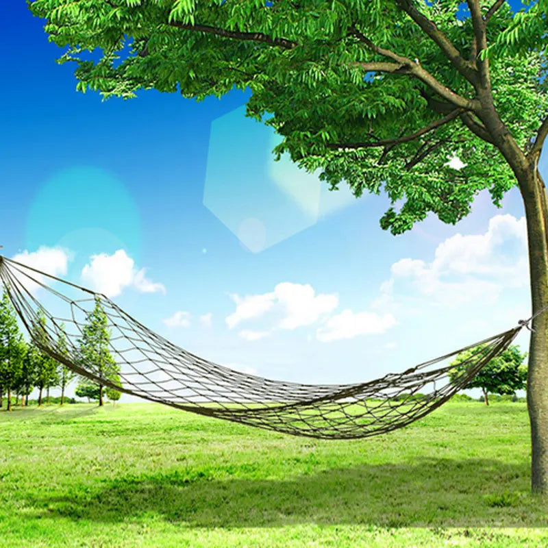 Outdoor Camping Hammock Portable Net Swing /Tree Straps, Single or Double Mesh Nylon Hammock for Outside, Hiking, and Travel