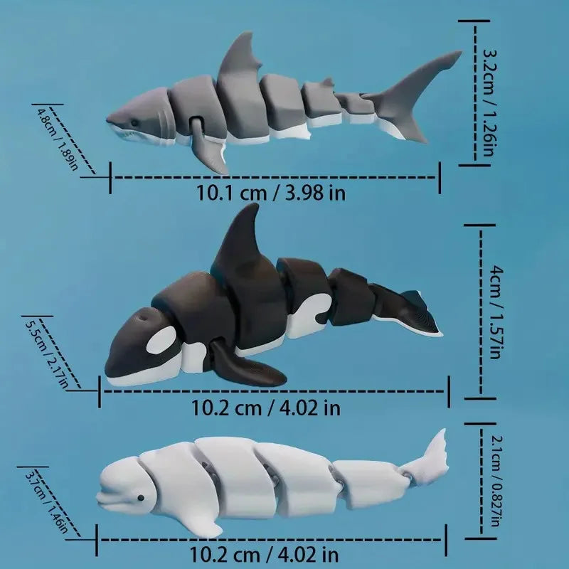 3D Printed Articulated Shark Toy for Decoration Toy Executive Decor for Office Stress Relief Toy