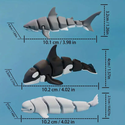 3D Printed Articulated Shark Toy for Decoration Toy Executive Decor for Office Stress Relief Toy
