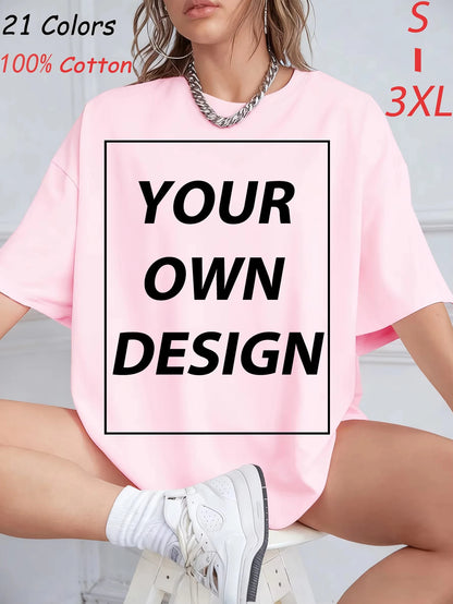 Personalized Custom Print Summer Y2K Team T-Shirt Cotton Casual Loose Short Sleeve Basics Fashion Tee Work Breathable Streetwear