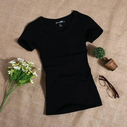 MRMT 2026 Women's T Shirt Casual Women Short Sleeved Slim Solid Color Simple Pure Tees Womens T-Shirt For Female Women T Shirts