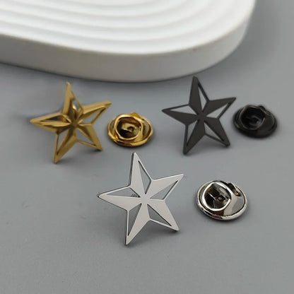 Classic Round Five-pointed Star Gold-plated Brooch, Men's Collar Lapel Pin Black, Suit Accessories, Gift for Husband