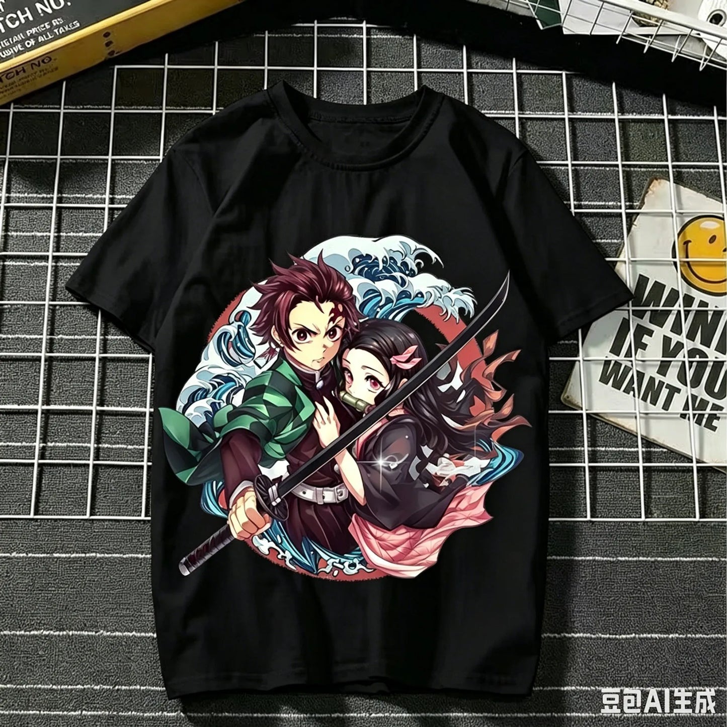 2026 Summer Demon Slayer Nezuko Cherry Blossom Butterfly Print Cotton T-Shirt Adult Kids Casual Loose Breathable Anime Tops Y2k