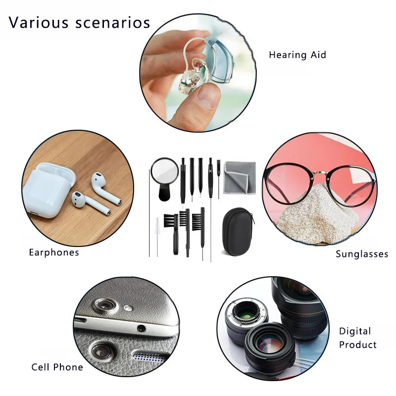 13PCS Hearing Aid Cleaning Brush Tool Set Multifunctional Ear Wax Remover Vent Tube Cleaner Portable Hearin Amplifier Daily Care